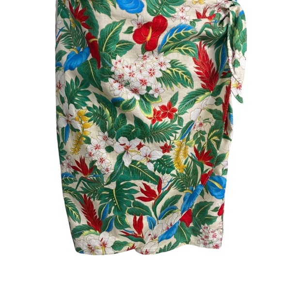 Vintage Hilo Hattie Dress Size Large Hawaiian Faux Wrap Tropical Red Blue Green - Picture 9 of 11